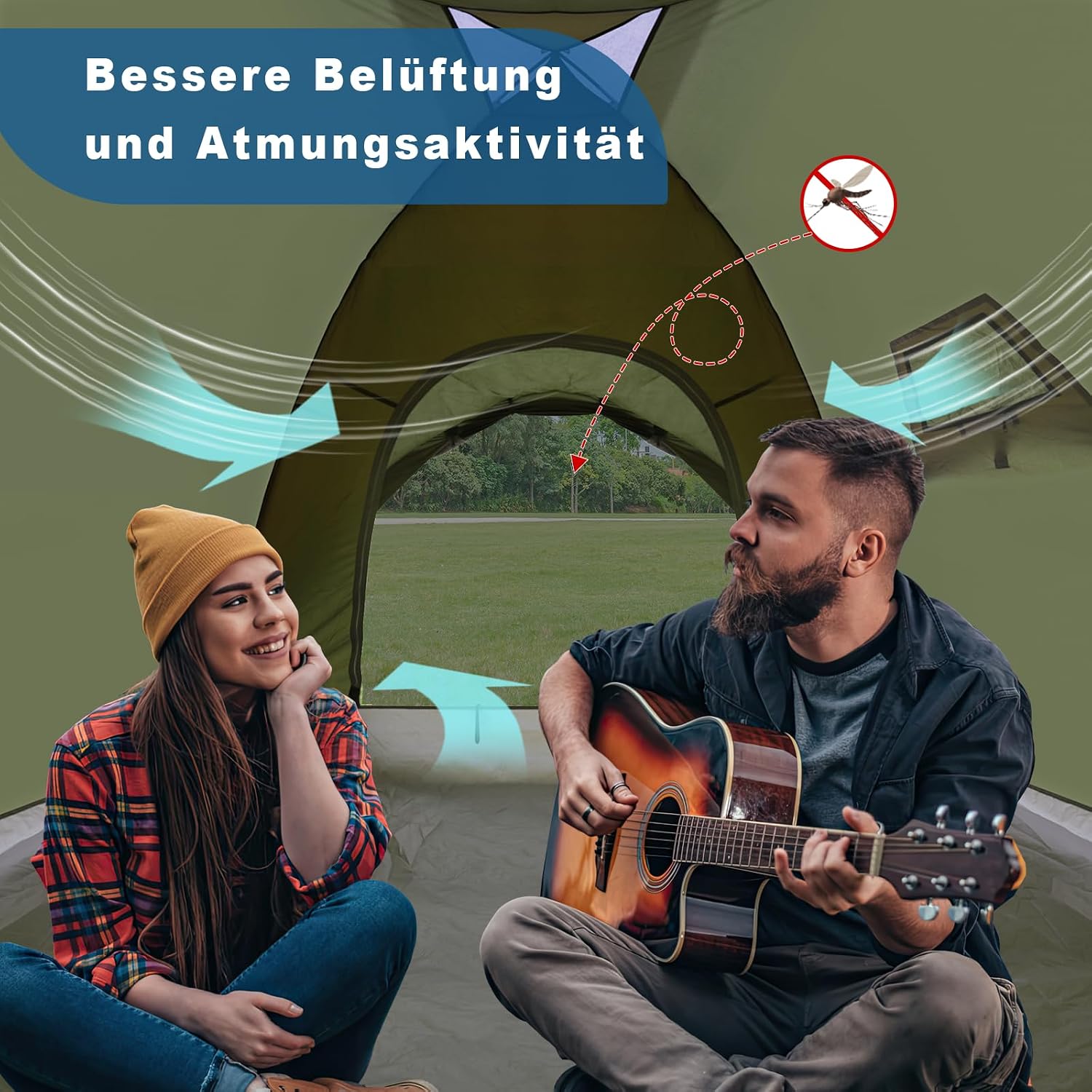 Detalle de Zelt 2-4 Personen mit Vorzelt – Ultraleichtes Kuppelzelt für Camping, Trekking und Festival 2026 Upgrade