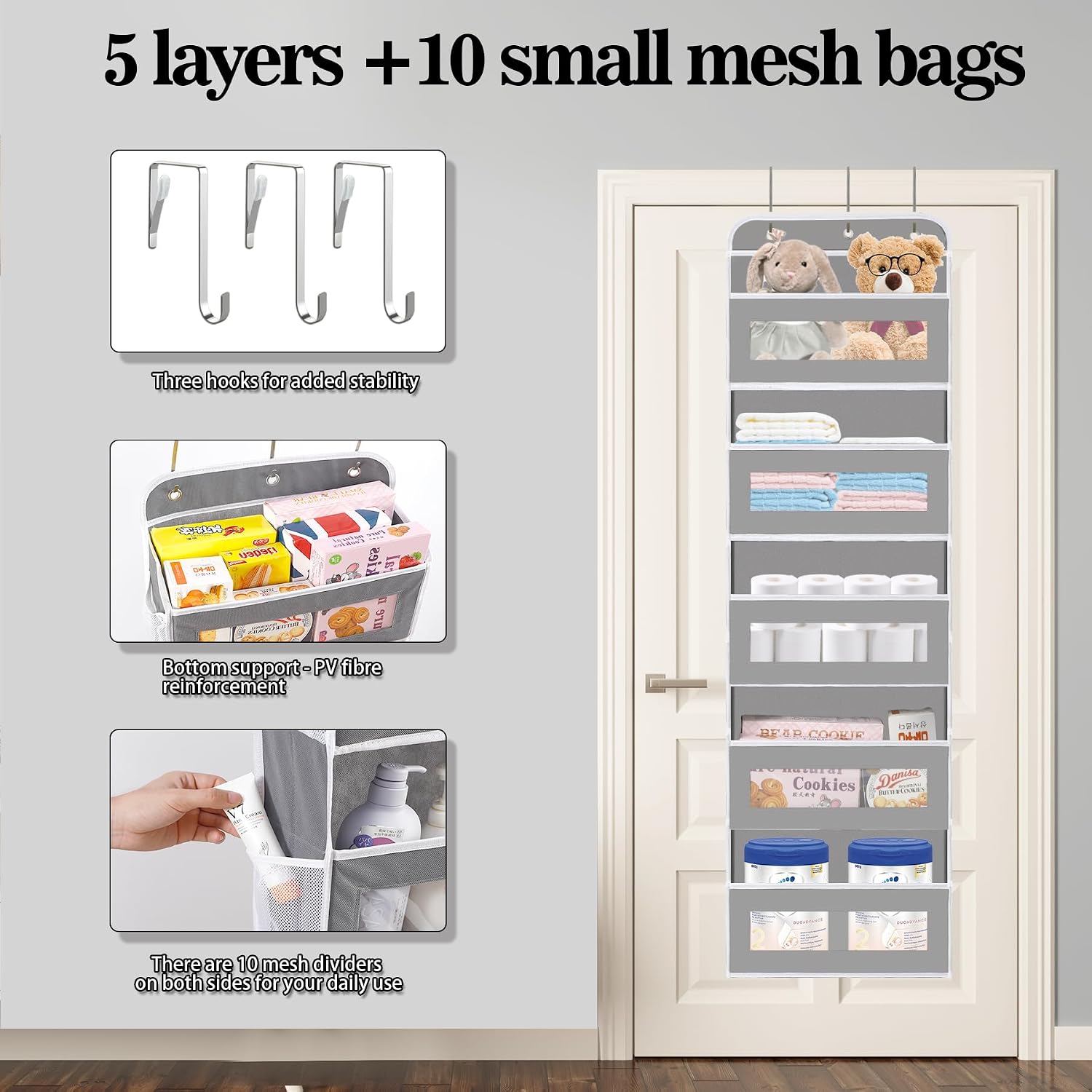Detalle 1 de KYEVIS Over The Door Organizer 5-shelf with 10 pockets
