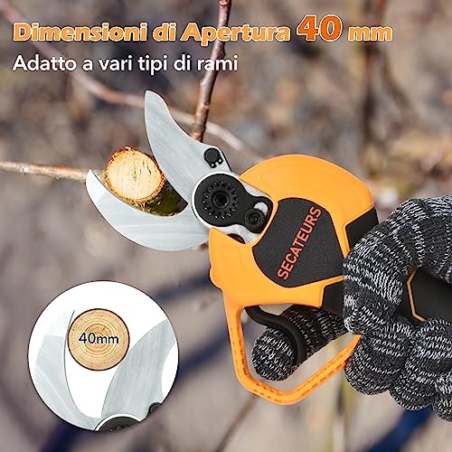 Detalle de Vothen 40mm Cesoie Potatura Elettriche – 2x21V/2000mAh, lame SK5, apertura 25/40 mm, design ergonomico