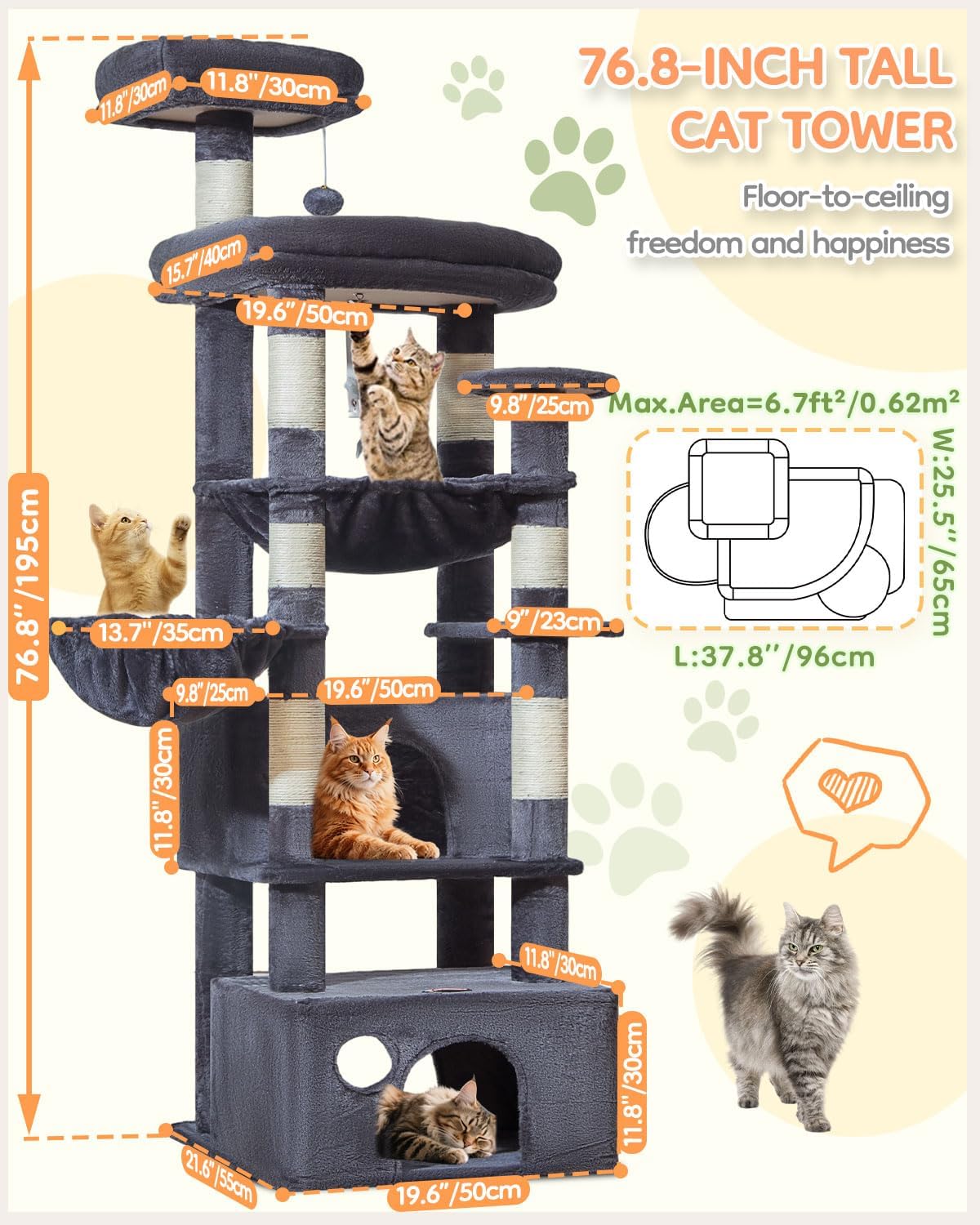 Detalle de Taoqimiao Cat Tree 76.8in