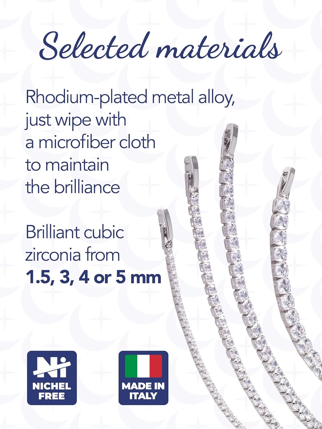 Detalle 2 de inSCINTILLE Bracelet Tennis en Zirconium pour Homme et Femme – Réglable