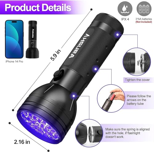Thumbnail 5 de Vansky UV Flashlight Black Light: 51 LED Detector for Stains, Urine, Resin, and More