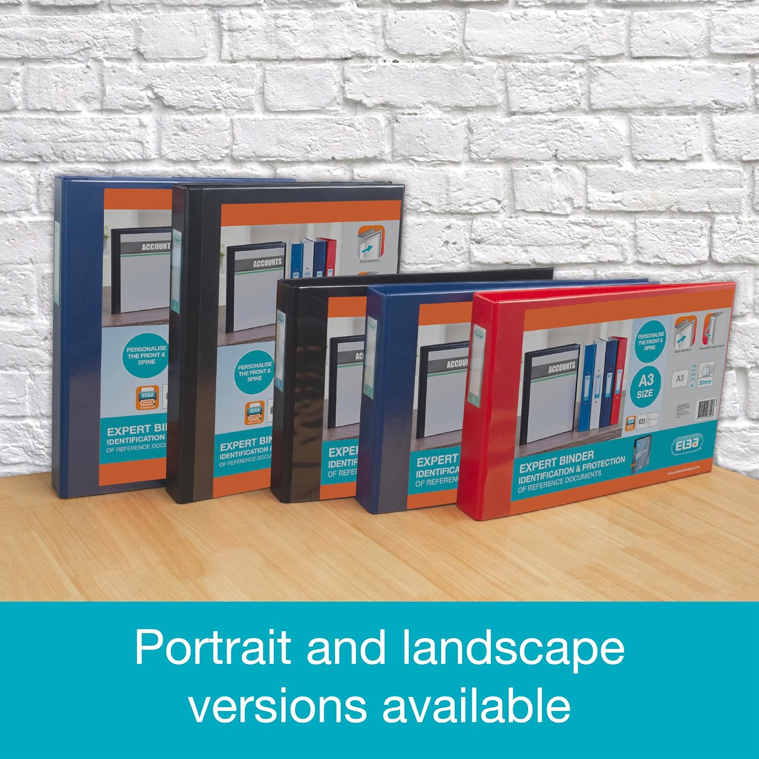 Thumbnail 6 de Elba A3 4 D-Ring Binder with PVC-Covered Board, 55 mm Spine, 30 mm Capacity (Blue)