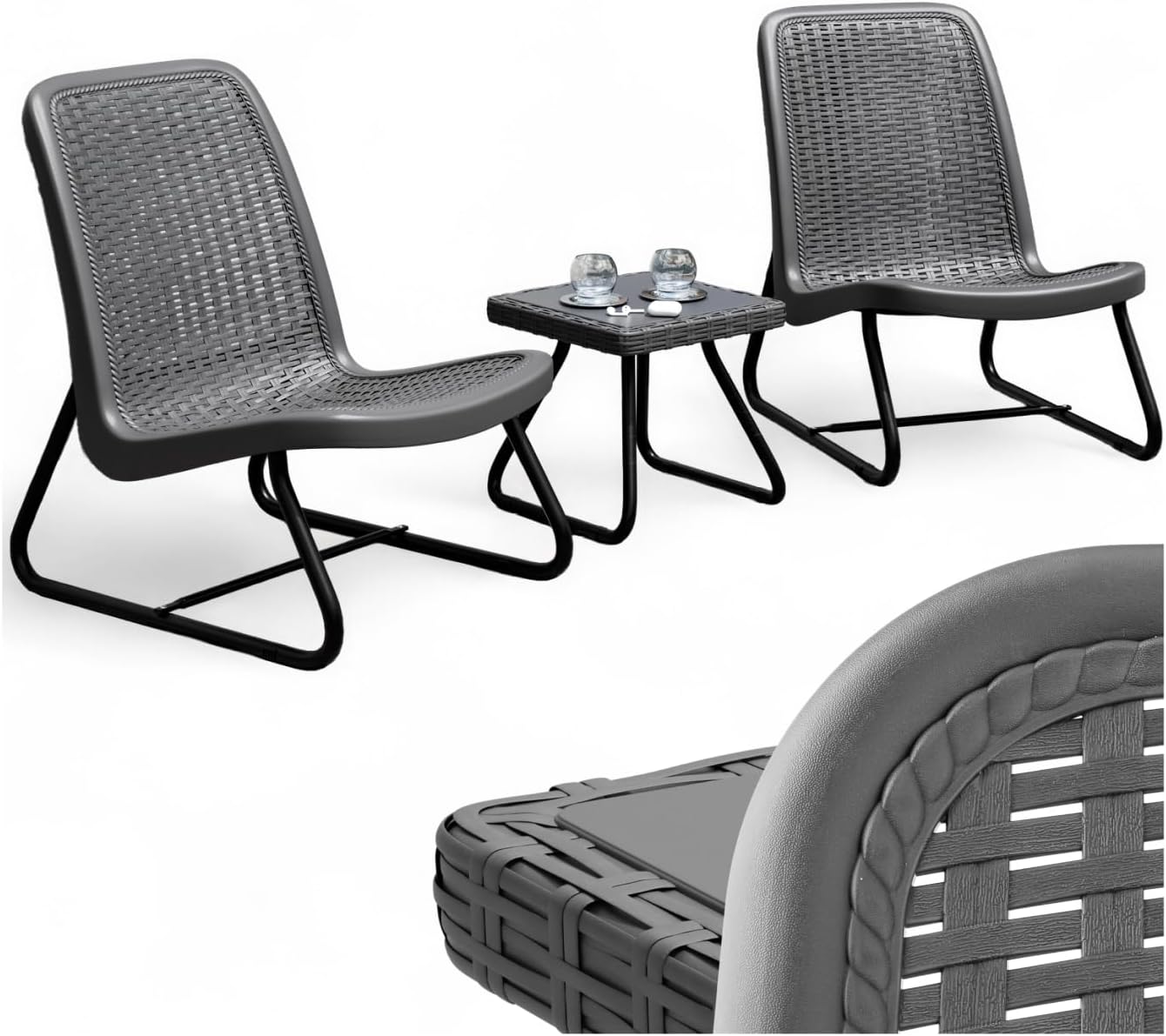 Detalle de tectake Modica 405023 tuinmeubelset voor 2 personen in rotanlook