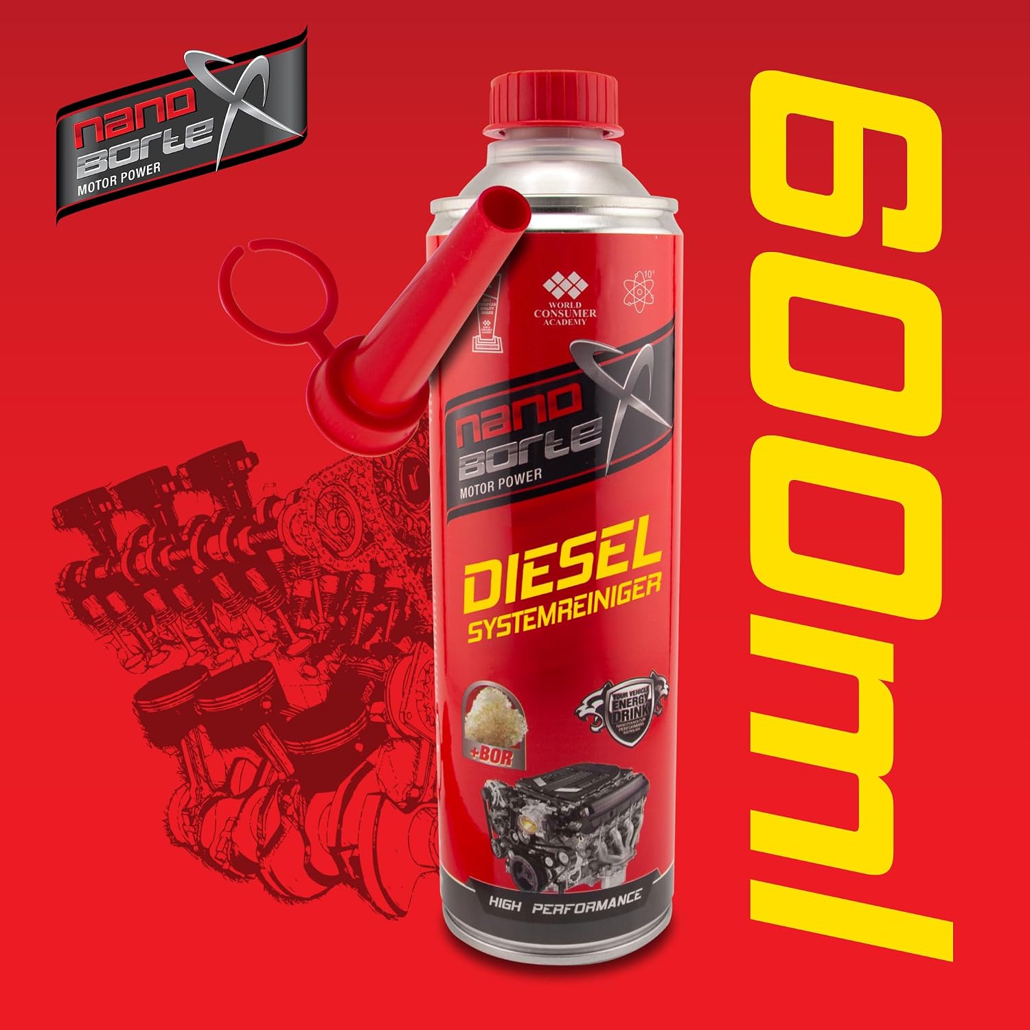 Detalle de NanoBorTeX Diesel-Systemreiniger 600 ml mit BOR – Reiniger & Additiv für Dieselmotoren