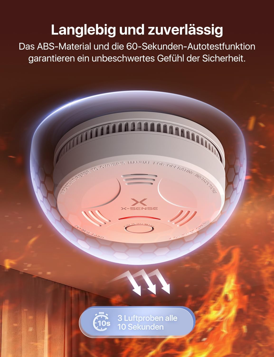 Thumbnail 3 de X-Sense Rauchmelder SD11 mit 10-Jahres-Batterie, TÜV Rheinland zertifiziert (5er-Set) mit Stummschaltung