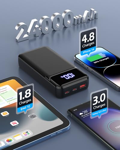 Detalle de EVARY Power bank da 24.000 mAh, ricarica rapida 22,5 W e torcia