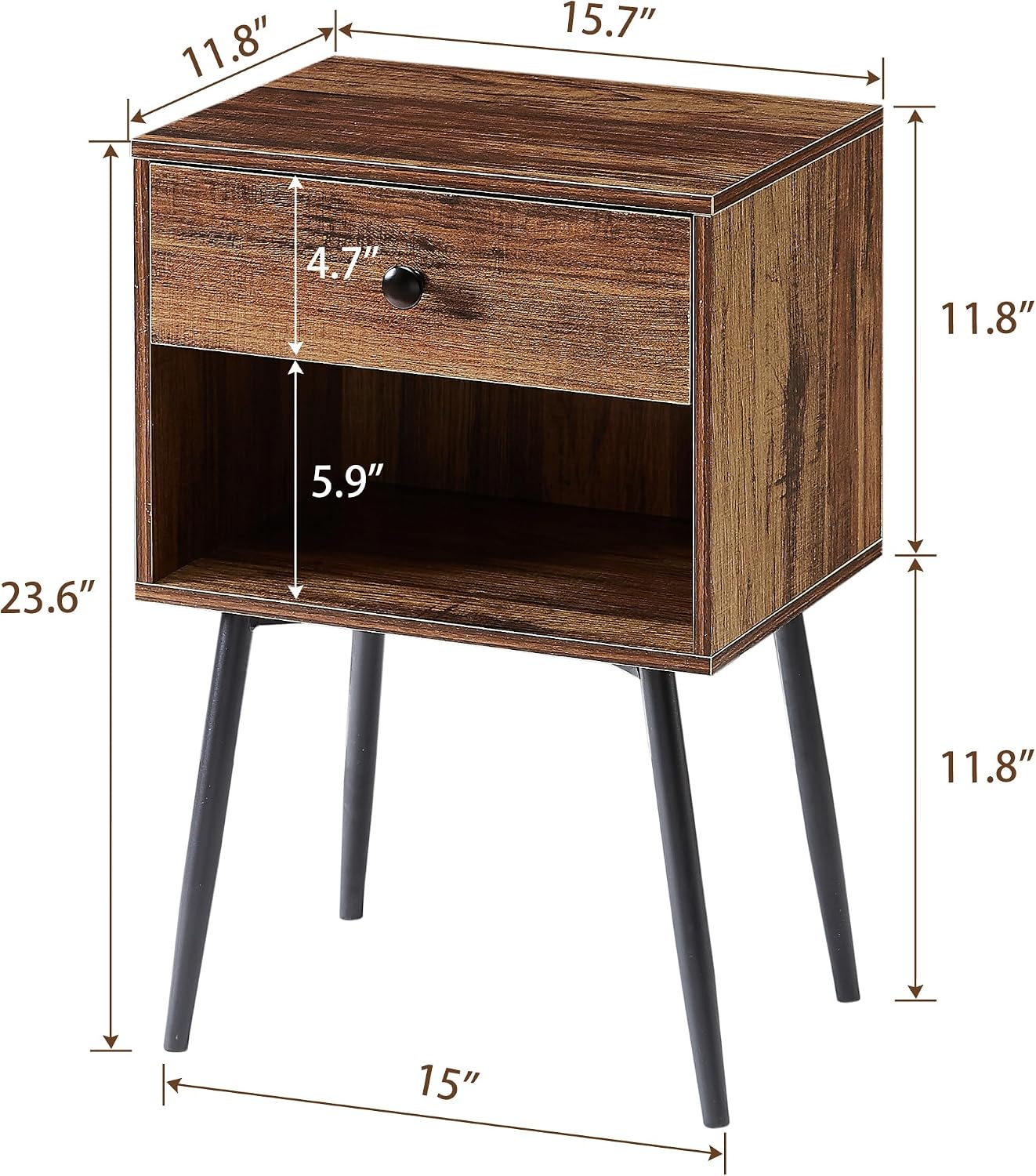 Detalle de VECELO Wood-Frame Nightstands