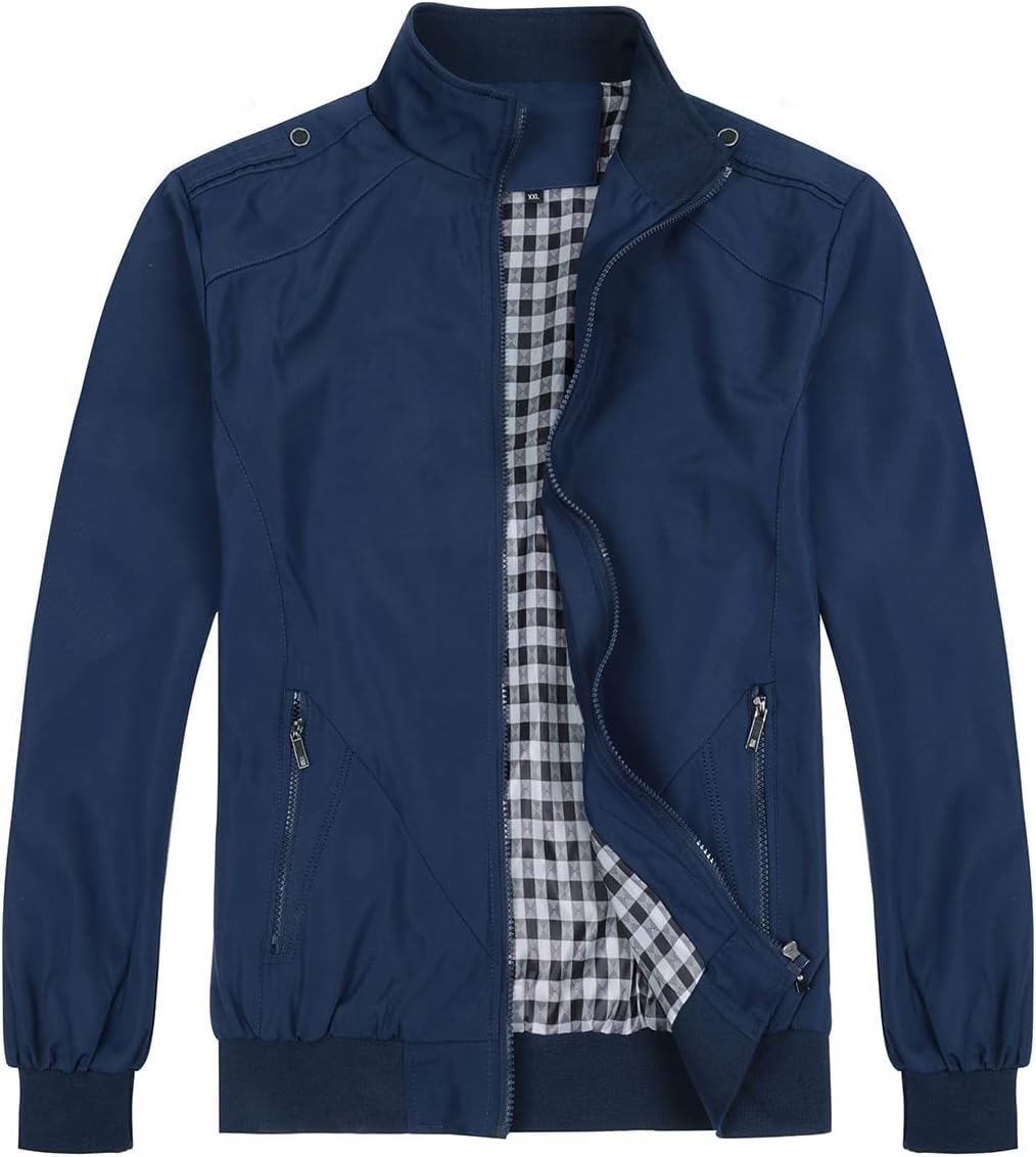 Detalle de Allthemen giubbotto invernale da uomo con collo alto e zip, stile aviatore