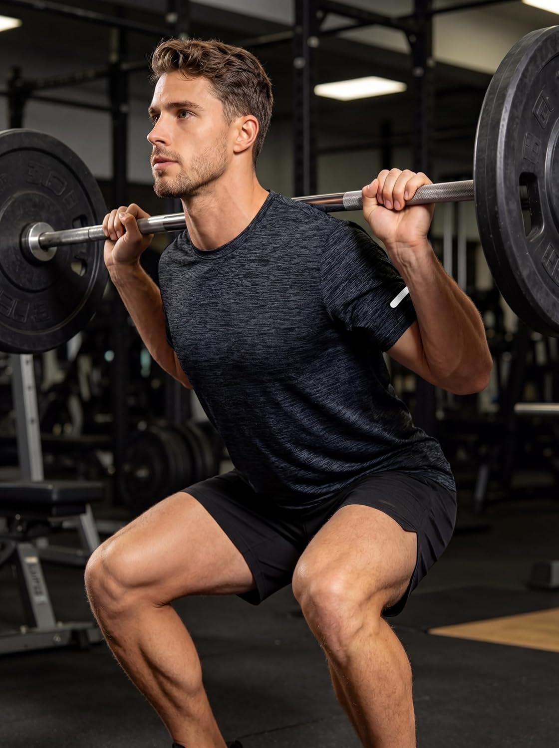Detalle de TACVASEN Maglia Uomo Manica Corta: tessuto traspirante e comfort per sport e tempo libero