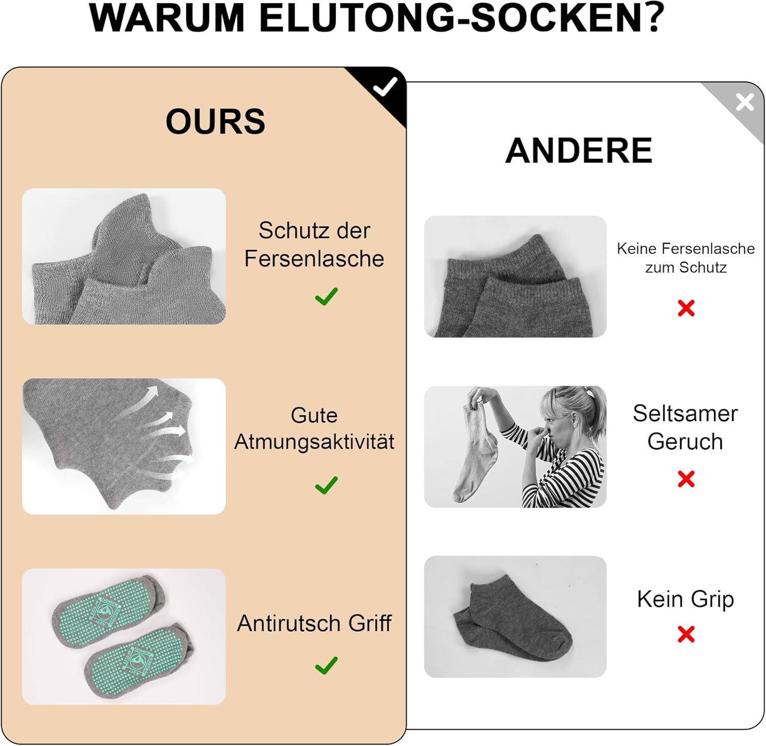 Detalle de Yoga Socken Anti-Rutsch-Socken (4 Paare) für Damen – Vielseitige Griffigkeit für Yoga, Pilates und mehr