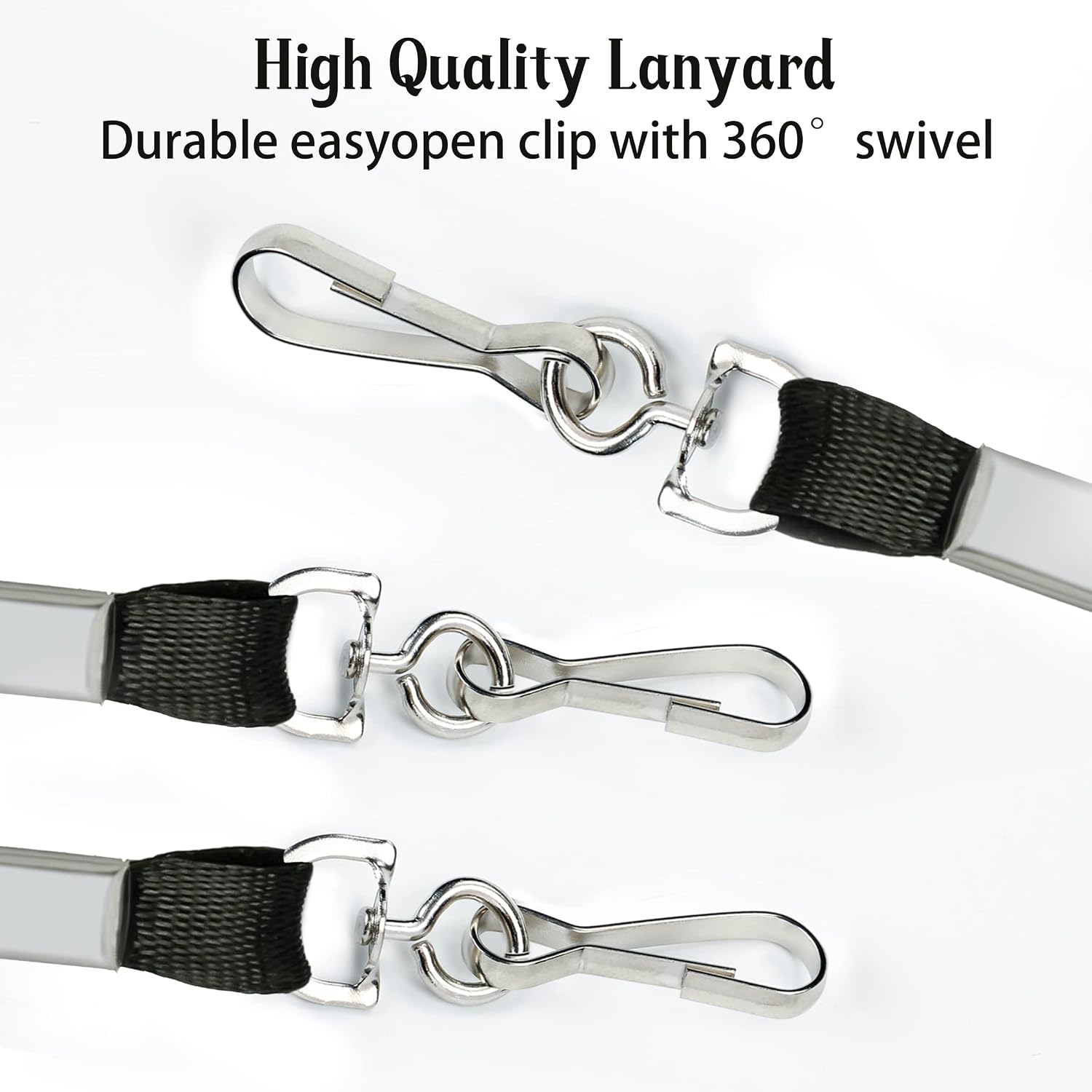 Detalle de LOCONHA 50-Pack Black Lanyards, 18-Inch Polyester with Swivel Hook