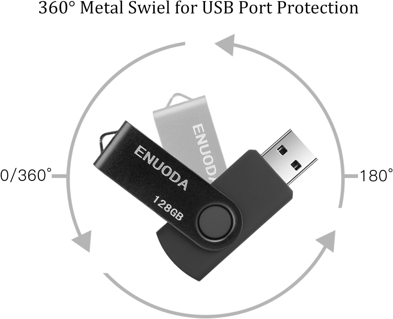 Detalle de ENUODA USB Stick 128GB USB 2.0 mit drehsicherer Metallabdeckung – zuverlässiger Speicher für unterwegs