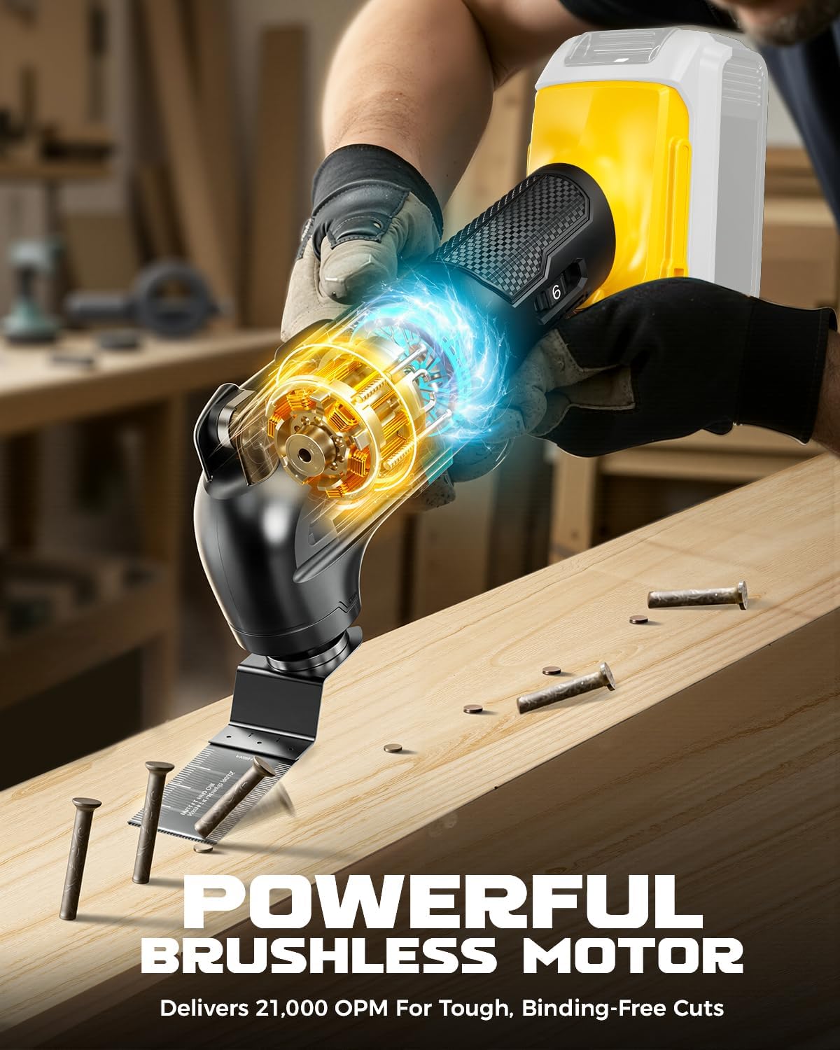 Detalle de DIYtoolifz Oscillating Tool Cordless Multi-Tool, 6 Speeds, Brushless Motor
