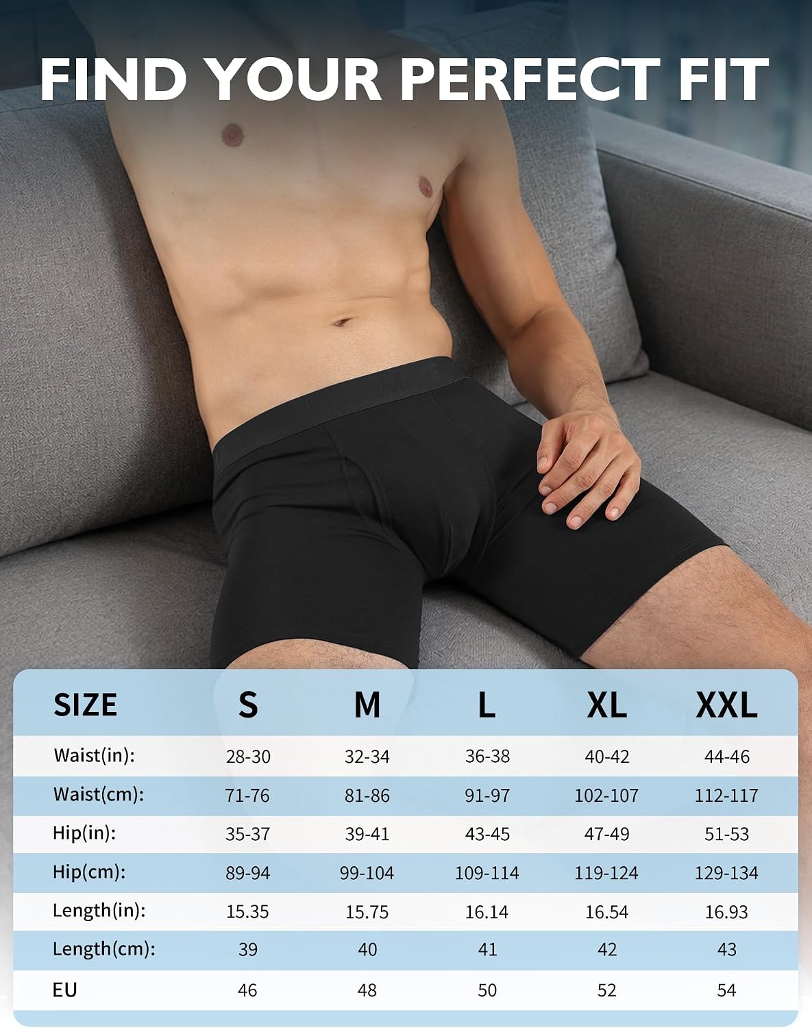 Thumbnail 6 de CLOSEMATE Men's Boxer Shorts, Bamboo Viscose Blend, 3 Pack, 6-inch Leg