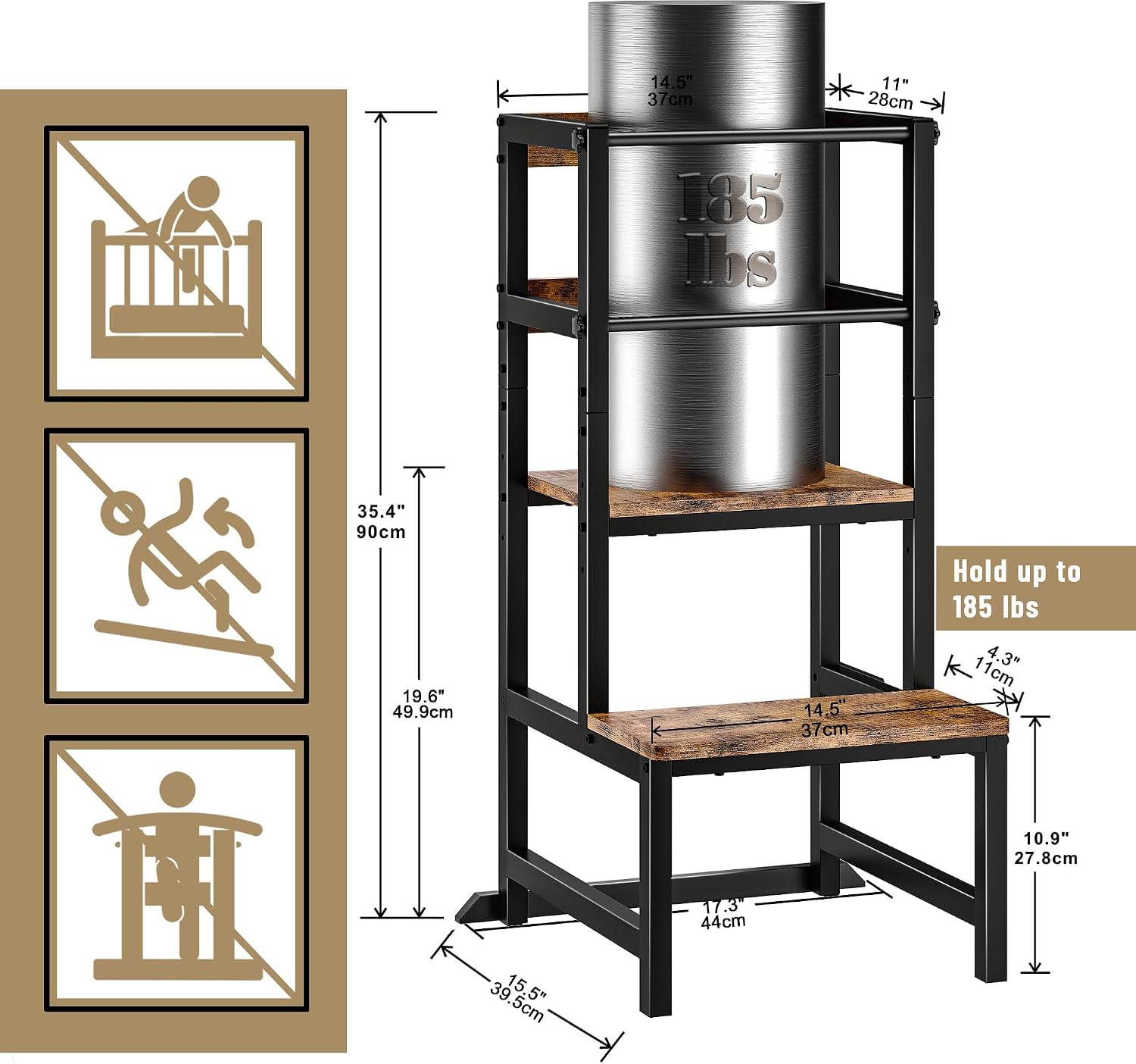 Detalle 2 de INNOD Toddler Kitchen Step Stool, Wood and Steel