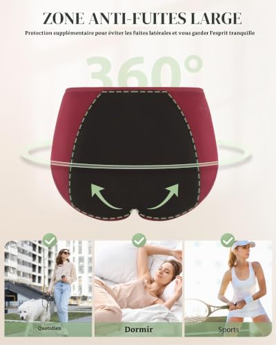 Detalle de TANSTC Lot De 3 Culotte Menstruelle en Coton pour Fille – Lavable et Réutilisable