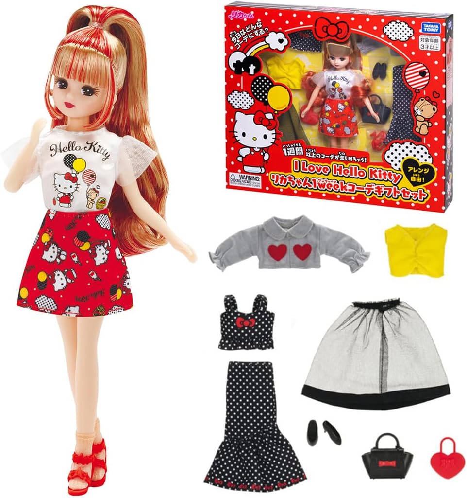 Detalle de タカラトミー リカちゃん I Love Hello Kitty 1weekコーデギフトセット 着せ替えドール・衣装7着