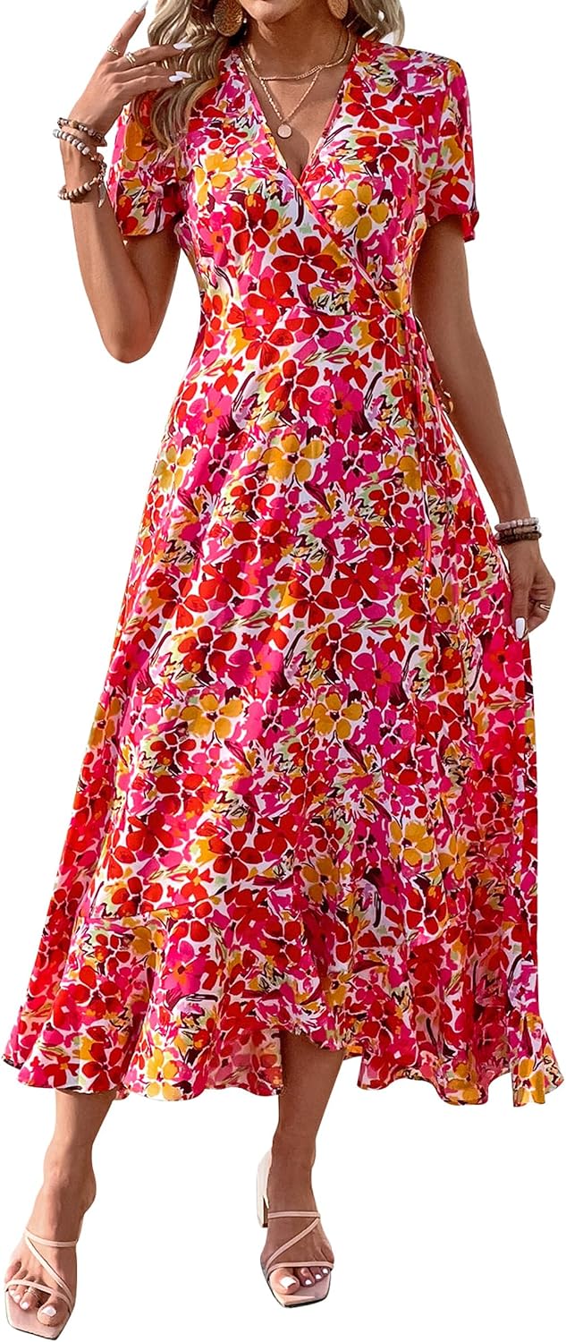 Detalle de PRETTYGARDEN Boho Floral Maxi Dress for Women