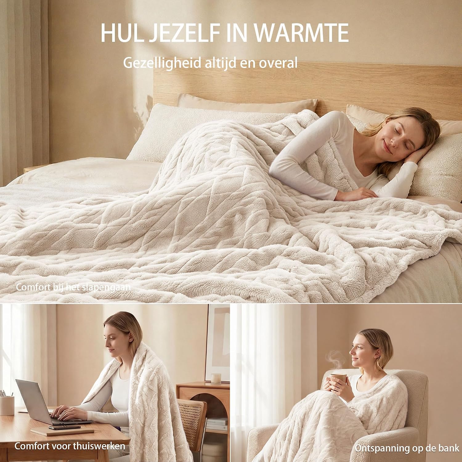 Detalle 2 de Aheadpret TW1-F130160 elektrische deken 130 x 160 cm, beige, 9 warmtestanden
