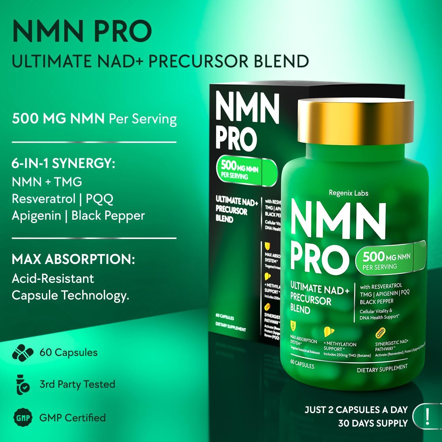Detalle de NMN Supplement 500 mg