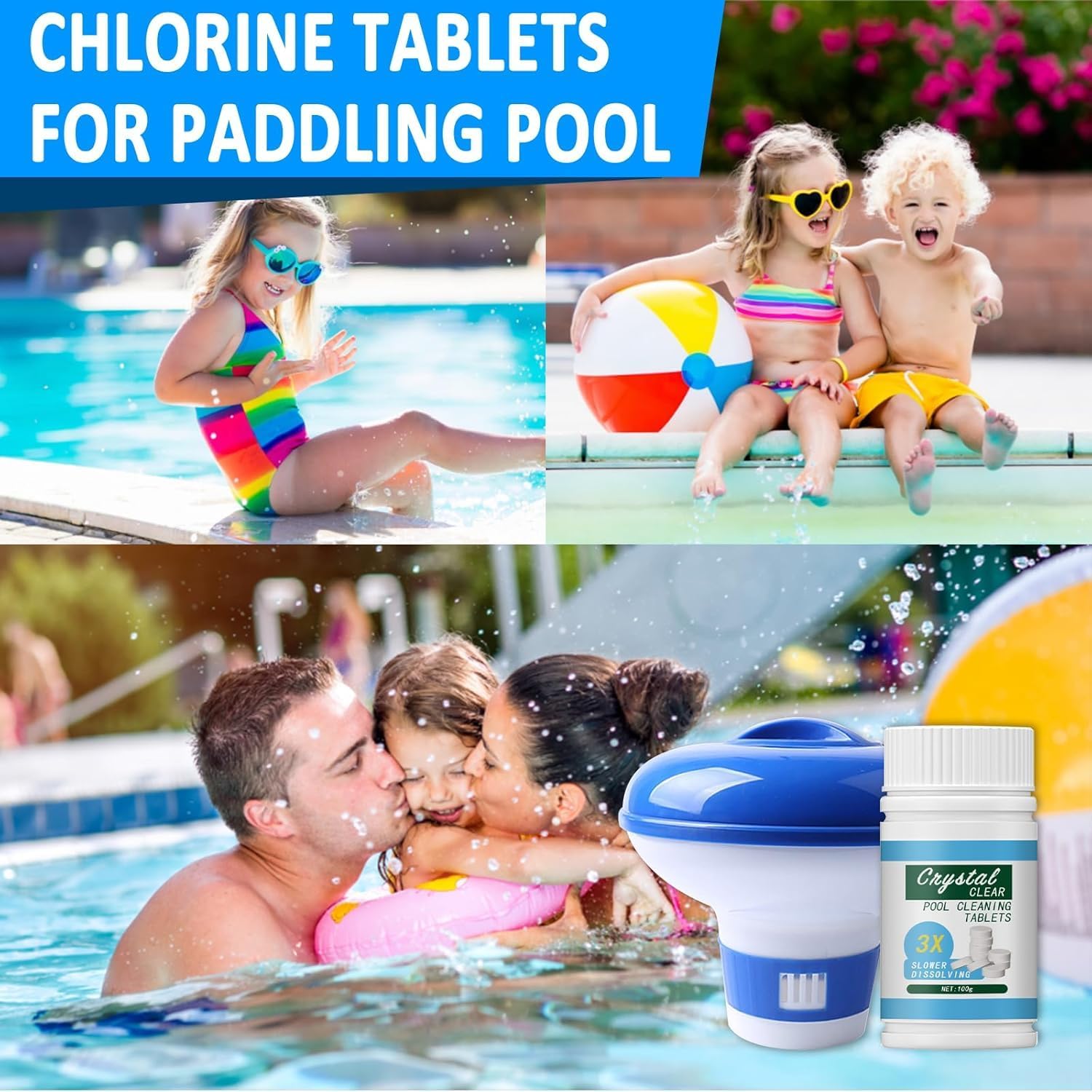 Detalle 2 de Hycago Floating Chlorine Dispenser with 100 Chlorine Tablets for Pools, Hot Tubs and Spas