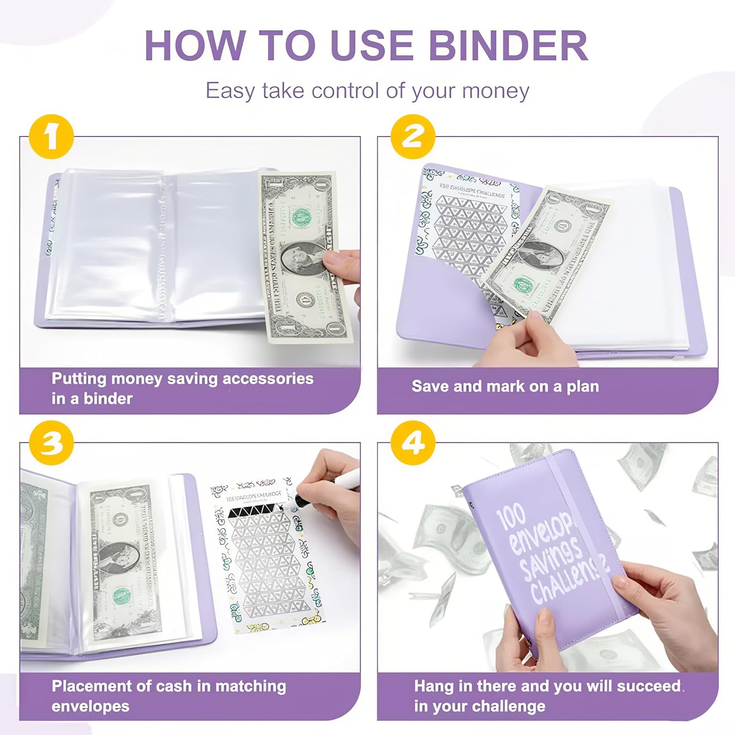 Detalle 2 de APMFHO 100 Days Money Saving Challenge Envelope Binder