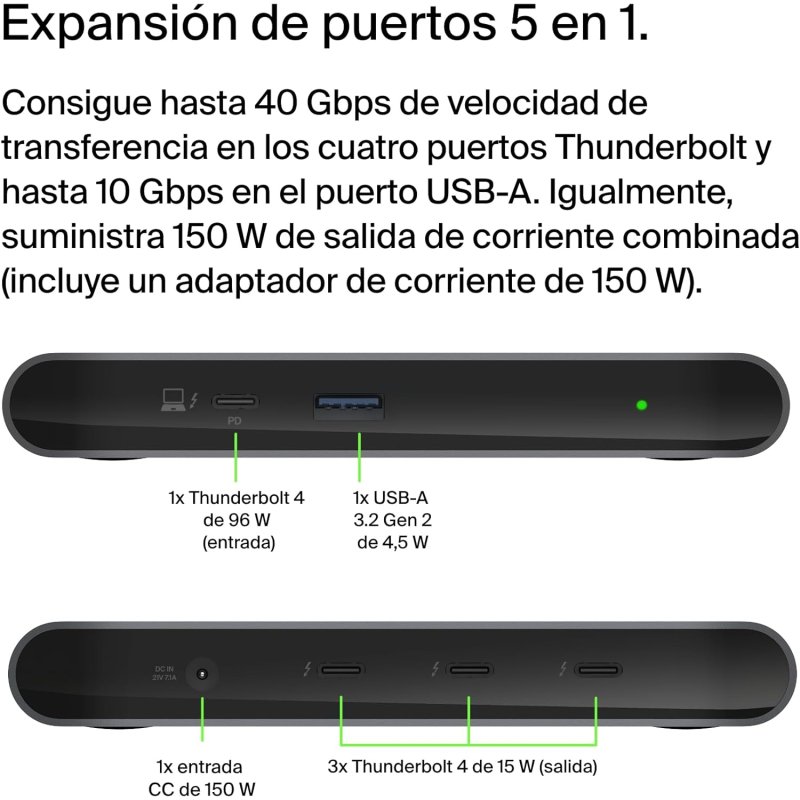 Thumbnail 3 de Belkin INC013VFSGY Hub 5 en 1 Thunderbolt 4 Gris
