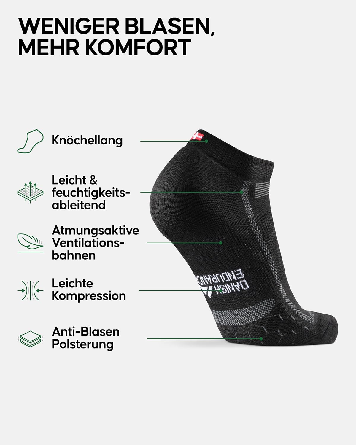 Thumbnail 1 de DANISH ENDURANCE Kurze Laufsocken – atmungsaktiv, gepolstert und anti-Schweiß für Langstreckenläufer