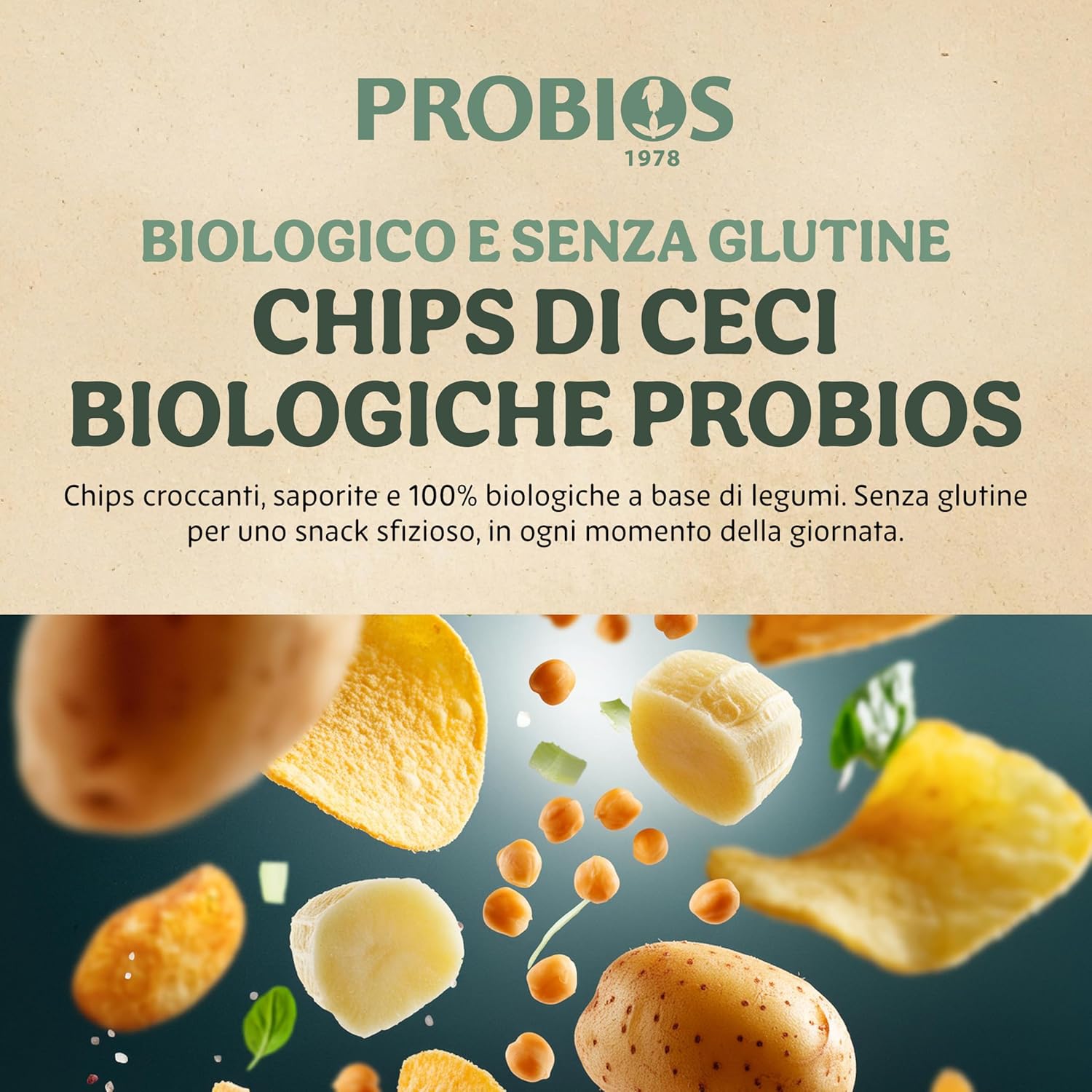 Thumbnail 1 de PROBIOS Pack de 12 chips bio de puces aux pois chiches avec pois de sécurité (12 x 40 g)