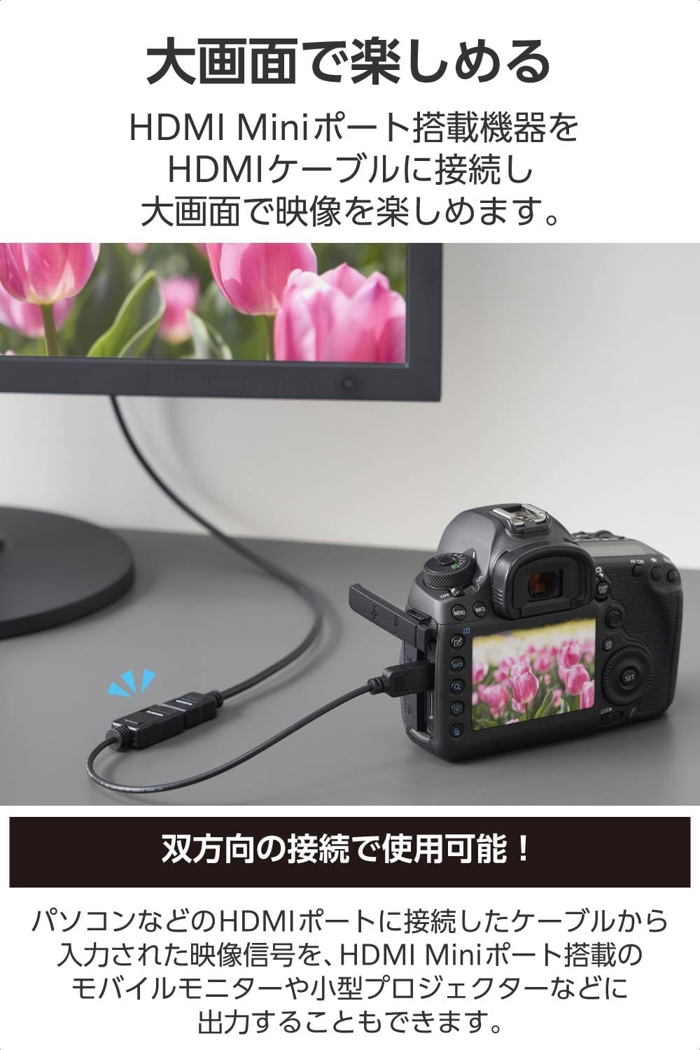 Detalle 2 de エレコム ECAD-HDACSS2BK mini HDMI変換ケーブル 0.2m・スリム・4K/30Hz