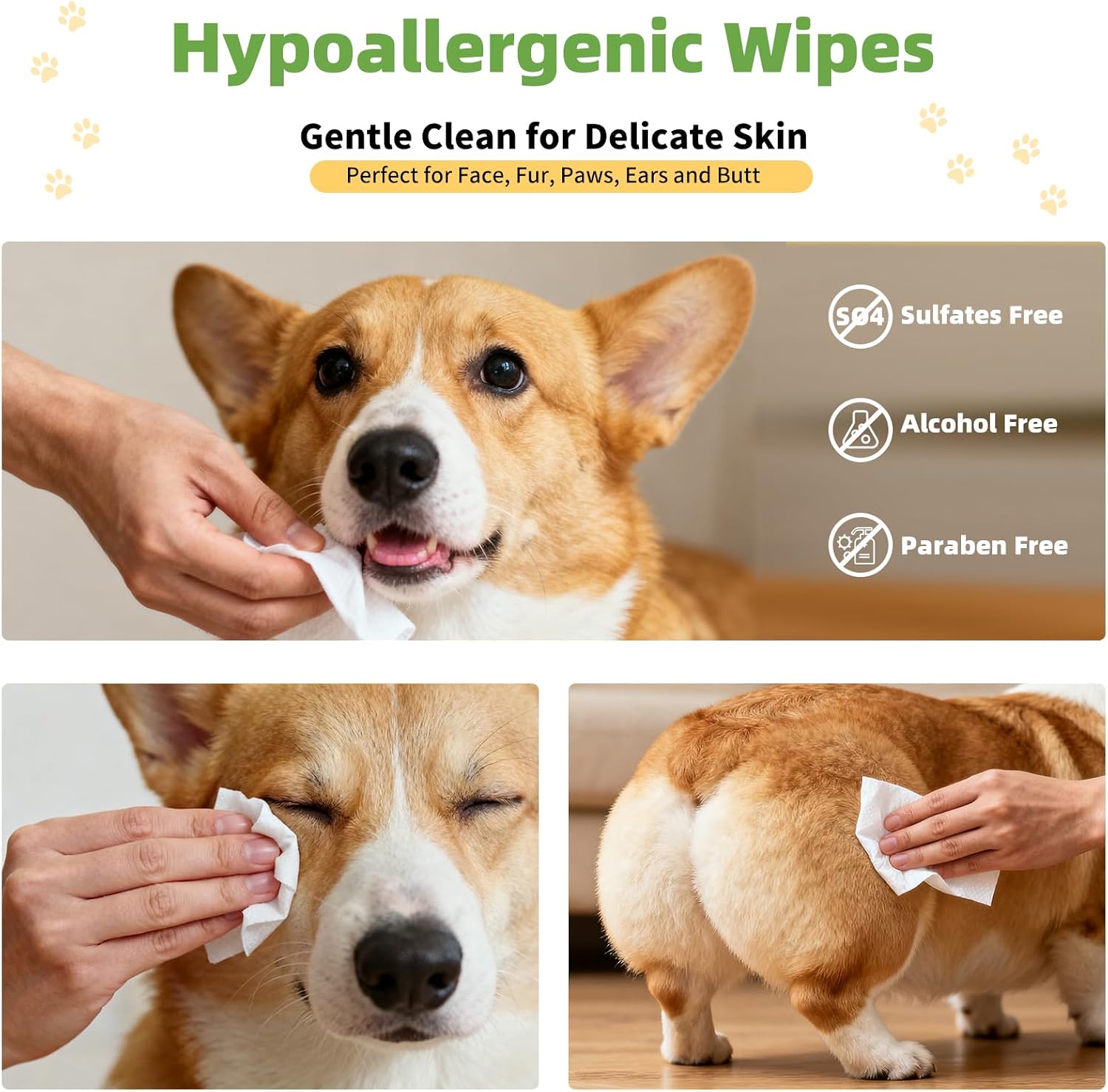 Thumbnail 3 de OIRLVCE 200-pack Hypoallergenic Dog Wet Wipes (Fragrance Free) for paws, bum, ears & eyes