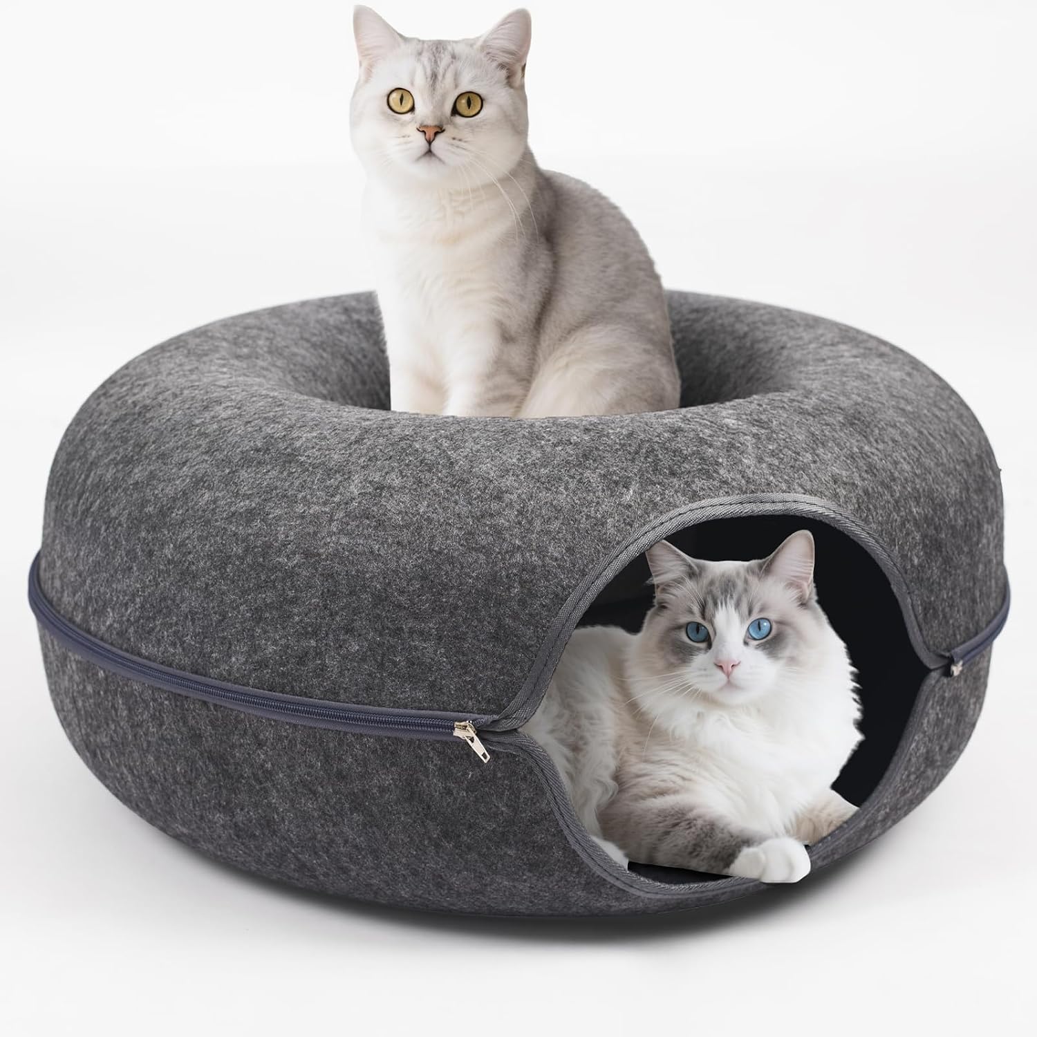 Detalle de Heeyoo Hy-MZCCBT Cat Cave, 24-In Donut Tunnel, Dark Gray, 7-In Opening