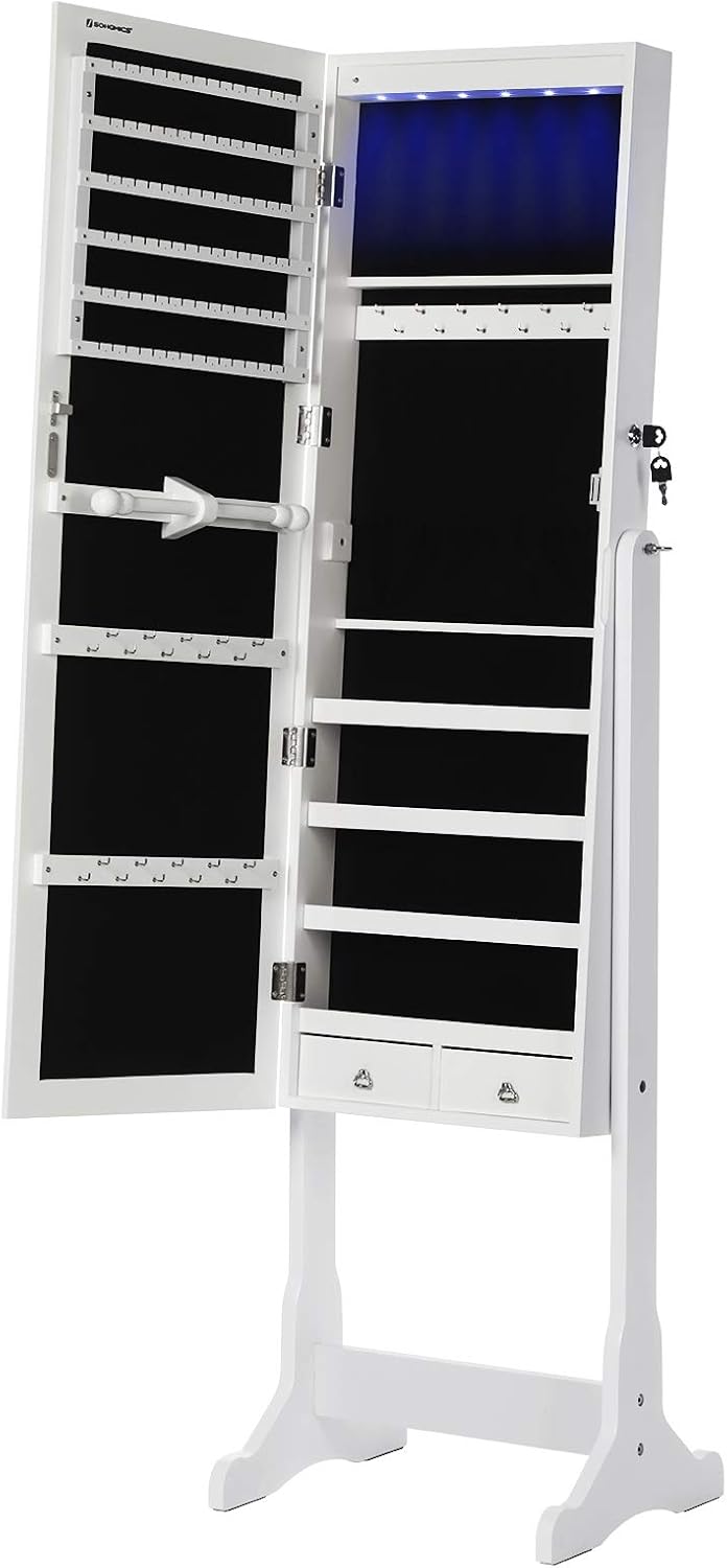 Detalle de LED jewellery cabinet JBC94W lockable mirror