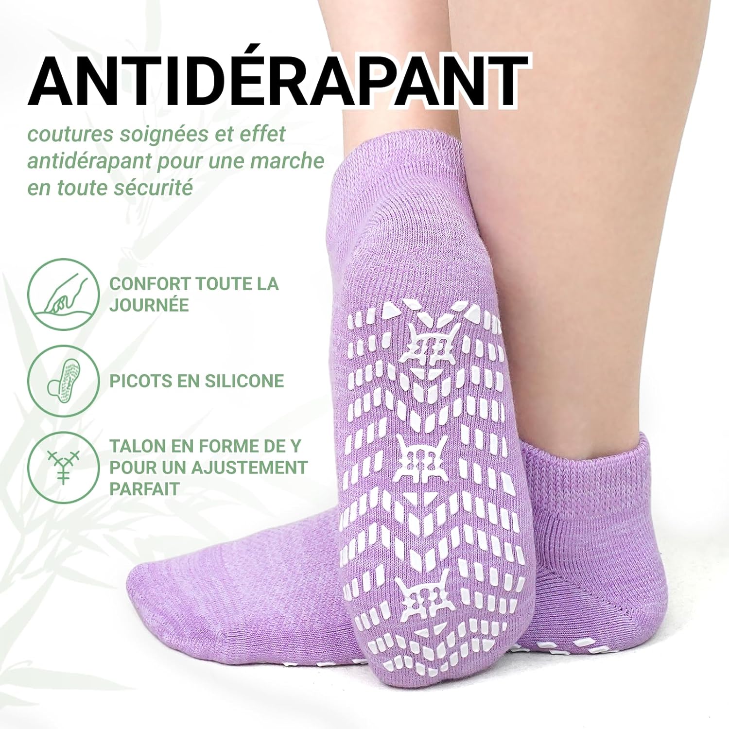 Thumbnail 2 de LOFIR Chaussettes Diabétiques Antidérapantes pour Femme — sans couture et semelle coussinée en bambou