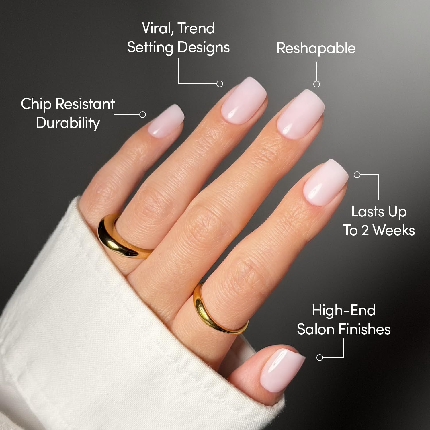 Thumbnail 2 de Glamnetic Press On Nails - Soft Girl: Short Squoval Pink, Milky Salon-Quality Kit (30 Nails, 15 Sizes) with Glue