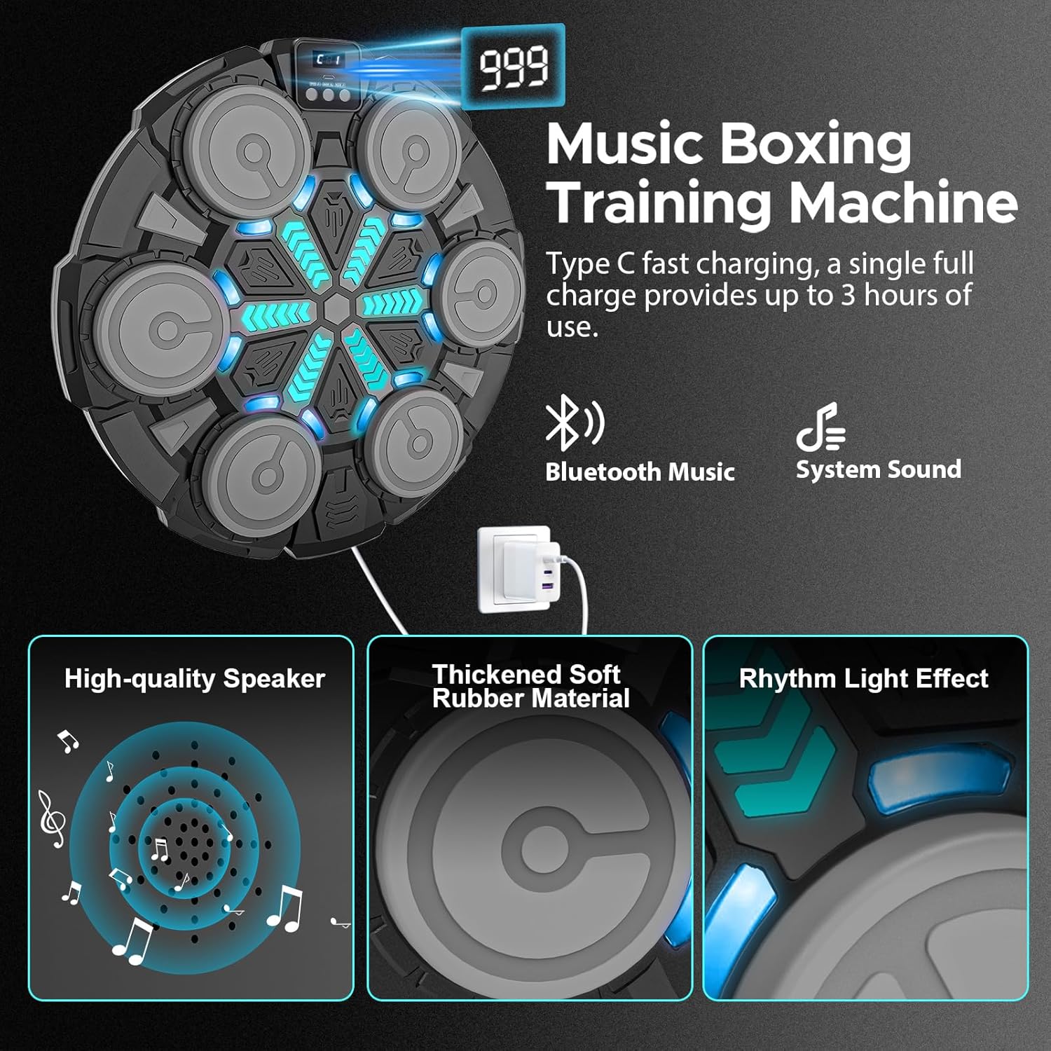 Thumbnail 3 de Music Boxing Machine Bluetooth Punching Pad for Kids 🥊