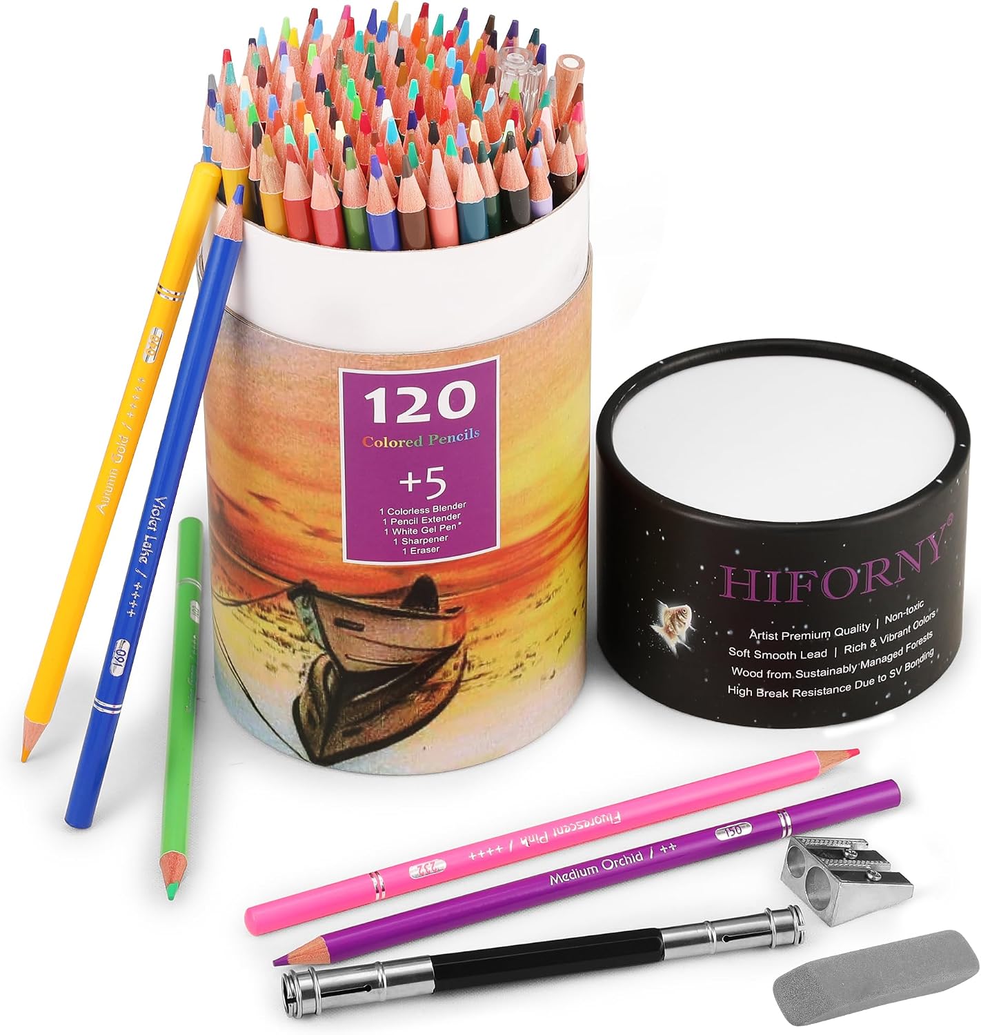 Detalle 2 de HIFORNY Set di 125 matite colorate per adulti: completezza per disegno e illustrazione