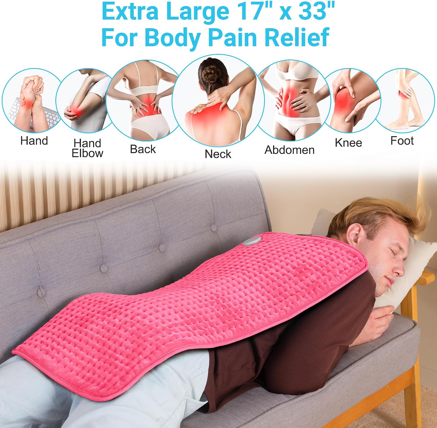 Thumbnail 2 de BOILEAU Extra-Large Electric Heating Pad, 17" x 33", 3 Heat Settings