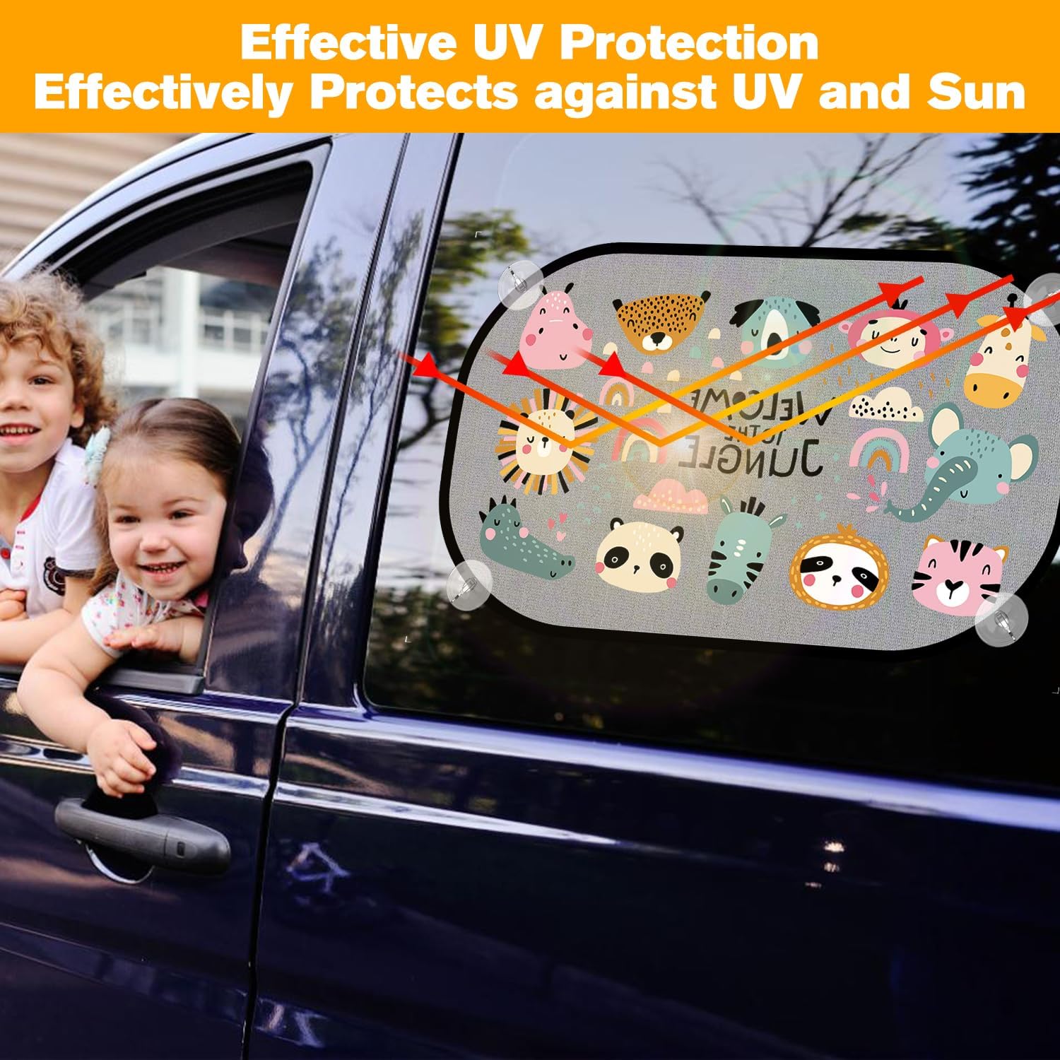 Detalle de Asstikoo Auto Sonnenschutz Baby mit UV Schutz – 51 x 31 cm, 8 Saugnäpfe, 2er Set