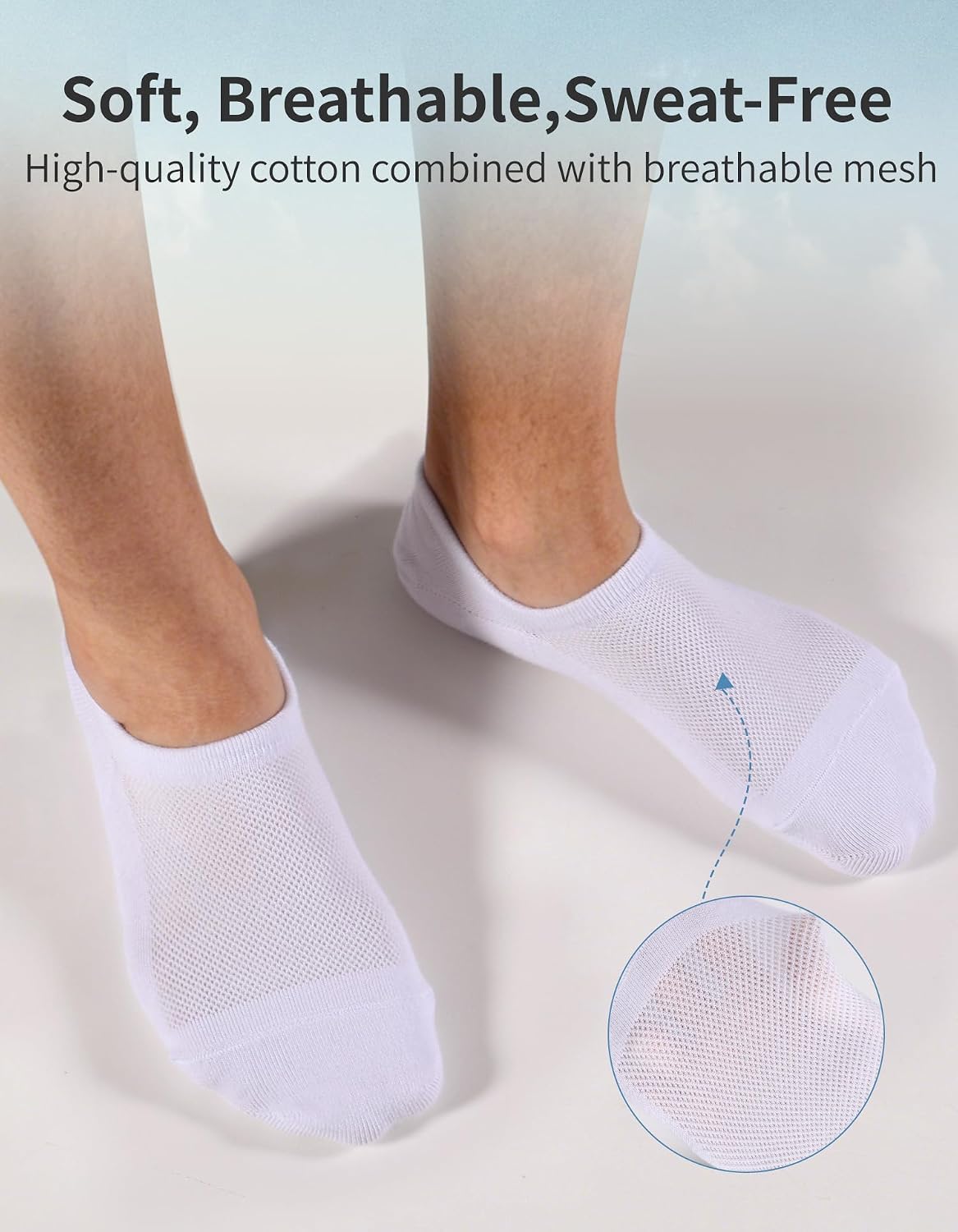 Detalle de CLOSEMATE Mens Trainer Socks: Non-Slip Invisible No Show Cushioned Low Cut Socks (6 Pairs)