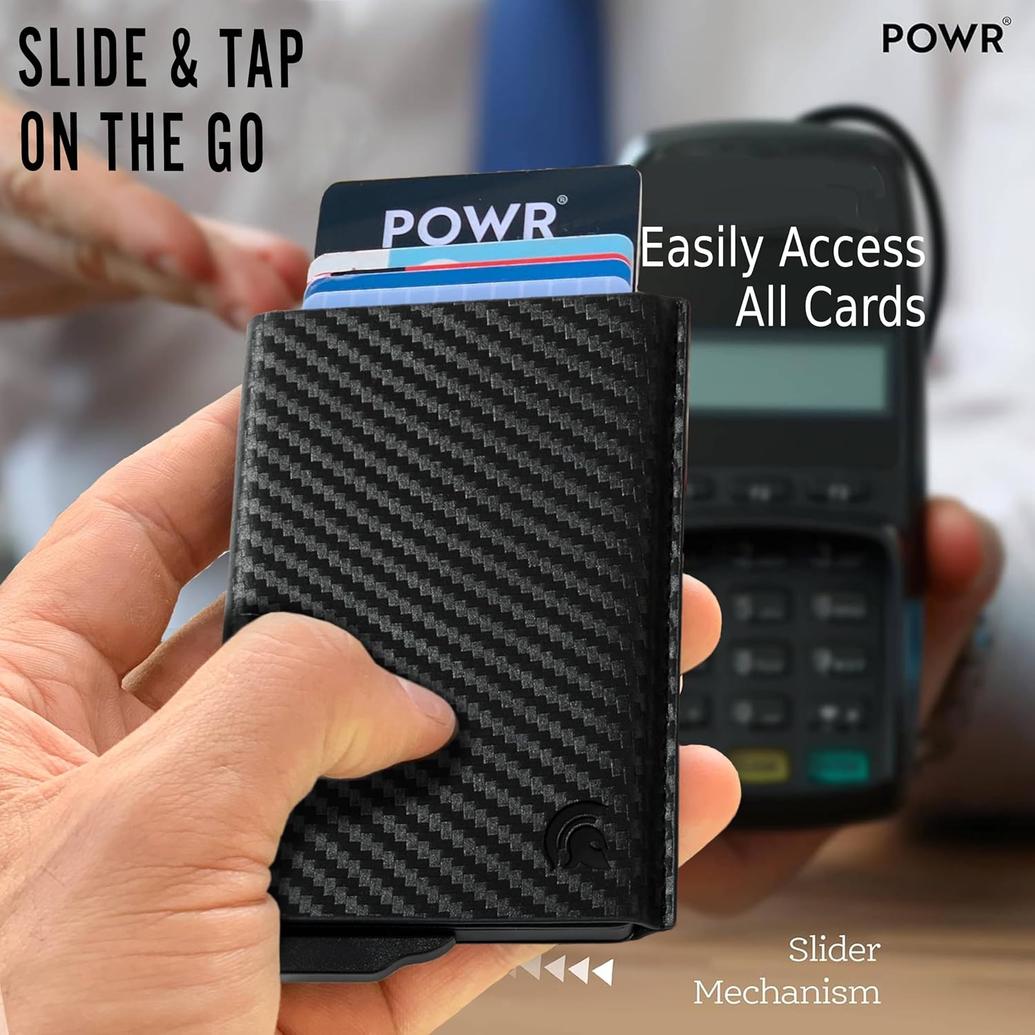 Thumbnail 2 de POWR Carbon Fibre Metal Card Holder slim RFID wallet 💳