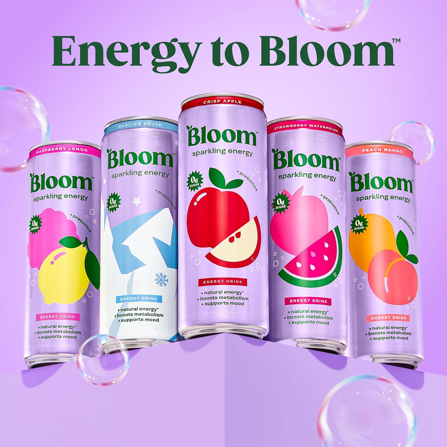 Detalle de Bloom Nutrition Apple Crisp Sparkling Energy Drink, 12oz 12 Pack: A Fresh Boost with Natural Caffeine