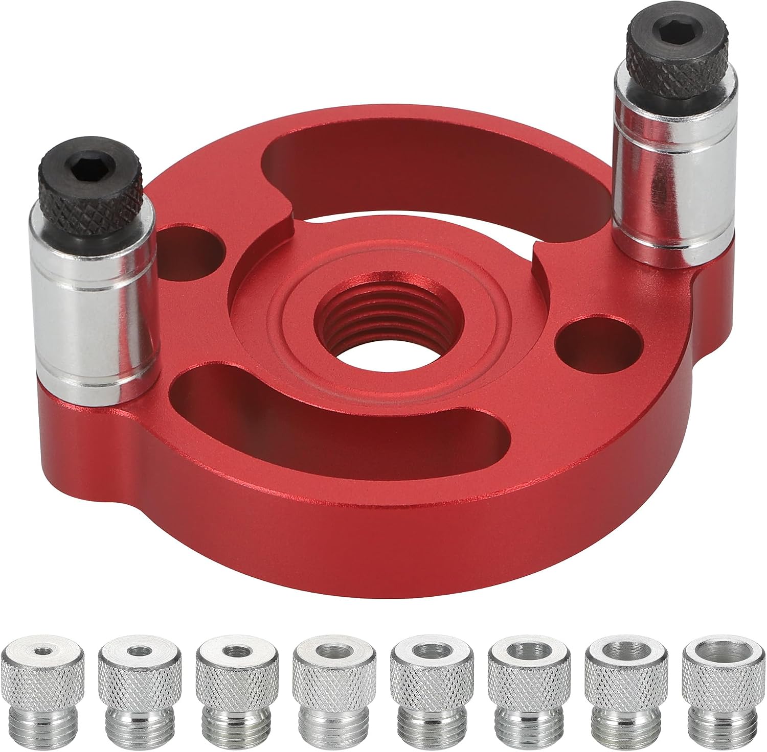 Detalle de Zocipro borrjigg för trä med borrbussningar 3–10 mm, röd