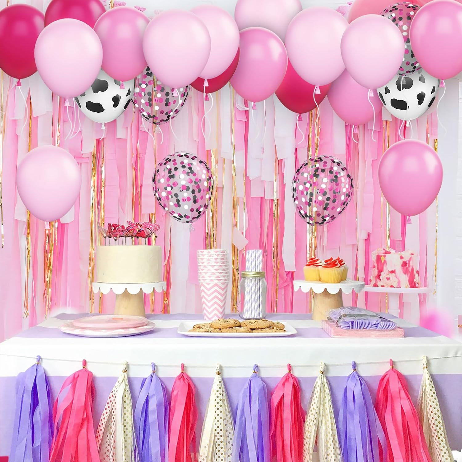 Thumbnail 6 de Cow Balloons Kit – 12 Inch Cow Print with Hot Pink and Pastel Pink Confetti, for Cowgirl Theme Parties