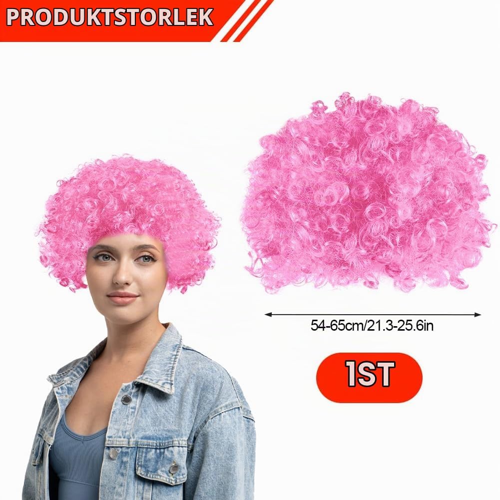 Thumbnail 2 de BSBUY 5189636 rosa lockig clownperuk i värmetåligt konstsilke