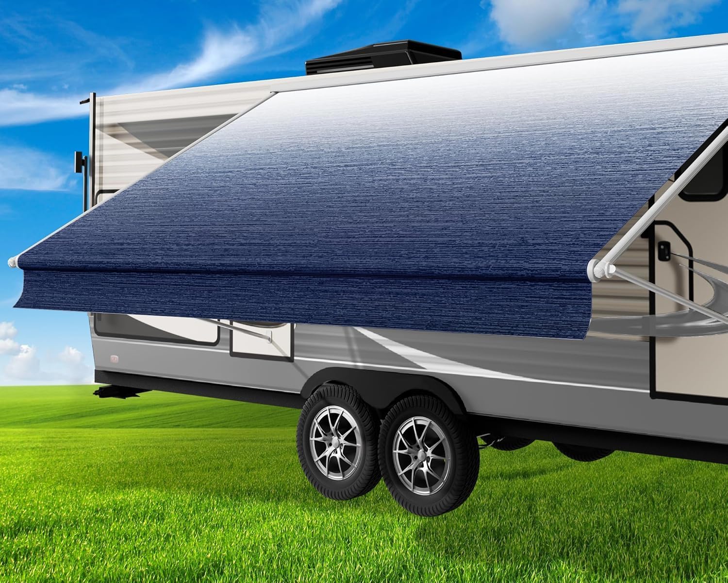 Glamful RV Awning Fabric Replacement 19.5oz Heavy-Duty Vinyl — 17FT (Fabric16'2")