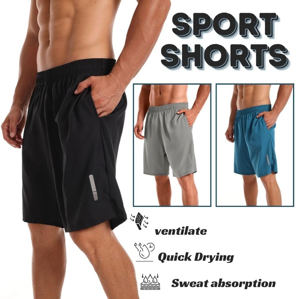 Detalle de fovdtaa 3 Pack Mens Sports Shorts: Quick Dry Gym, Running and Activewear