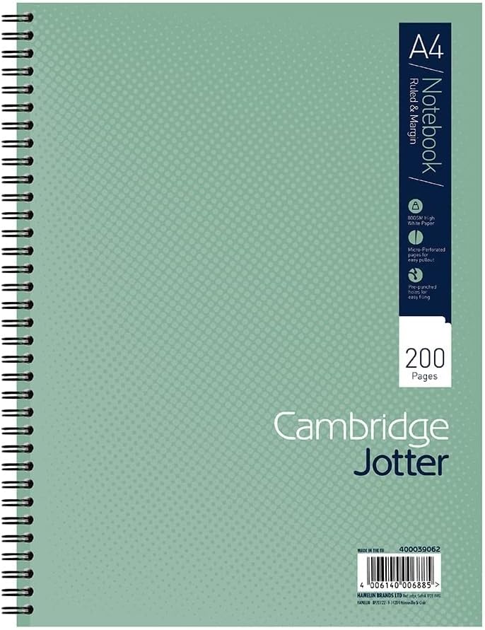 Detalle de Cambridge Jotter A4 Notebook, Wirebound, 200 Pages, 80gsm – Lined with Margin