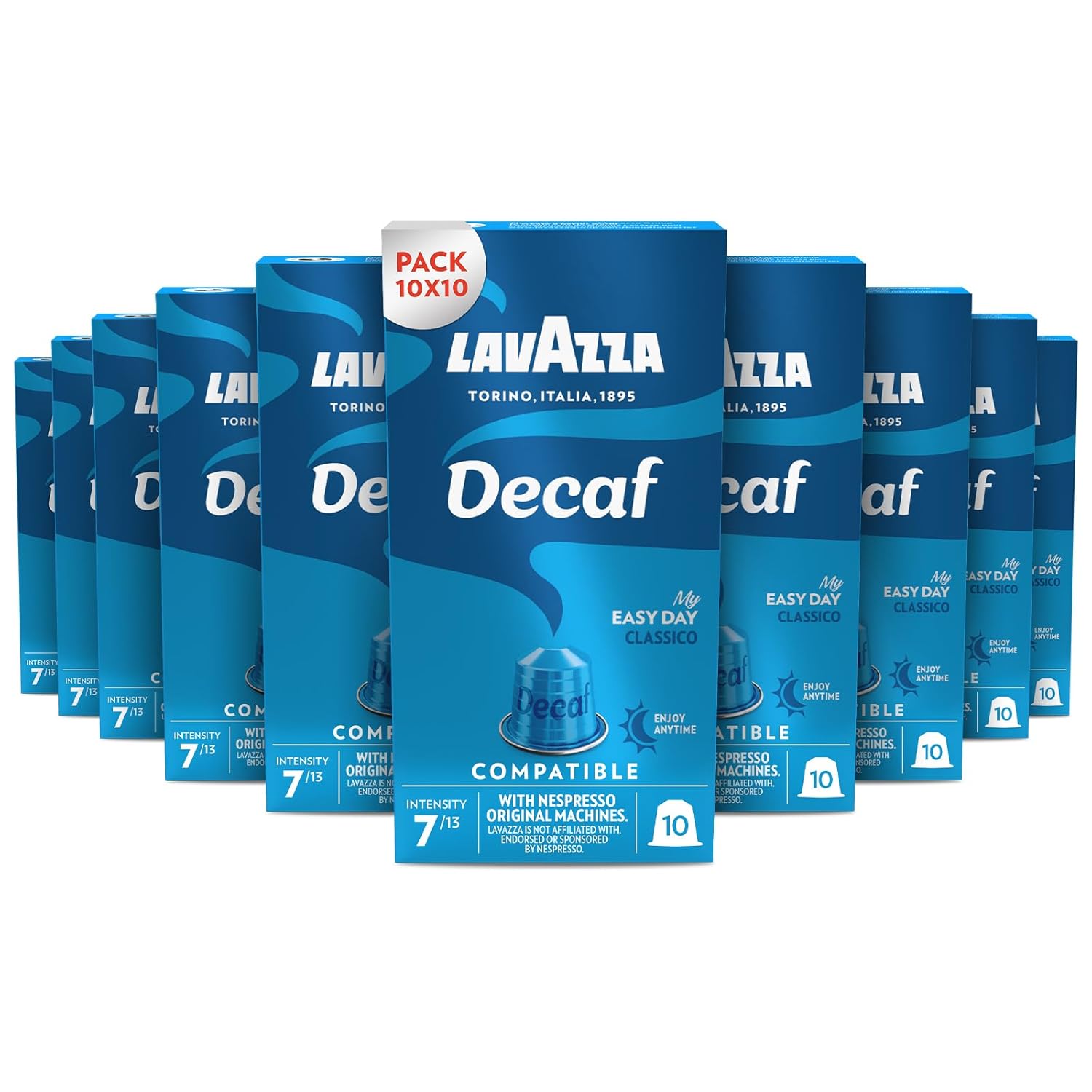 Detalle de Lavazza Decaf Kapseln, 100er Pack – kompatibel mit Nespresso Original, Arabica/Roast, Noten von Schokolade und Trockenfrucht